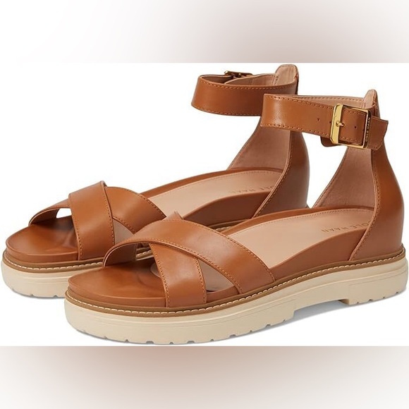 COLE HAAN FRAYA SANDALS IN PECAN LEATHER 7.5 38 - Picture 1 of 11